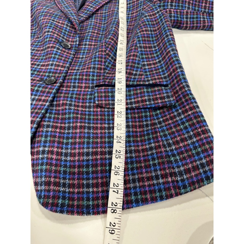 Talbots Plus Size 14W Wool Blend Plaid Blazer Velvet Collar Multi-Color Jacket - Picture 6 of 6